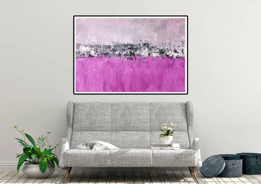 Pink Handmade Contemporary Abstract Canvas Wall Art DG6NZ